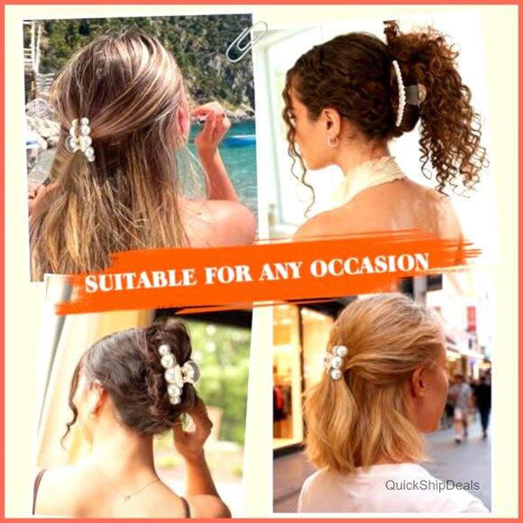 Pearl Hair Claw Clips for Thick Thin Curly Hair Accessories - Picture 5 of 6